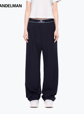 ANN ANDELMAN官方直营2025新品纯色直筒长裤设计感松紧腰休闲裤女