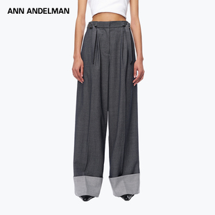 阔腿休闲裤 ANDELMAN设计感牛仔西裤 ANN 女宽松 明星同款