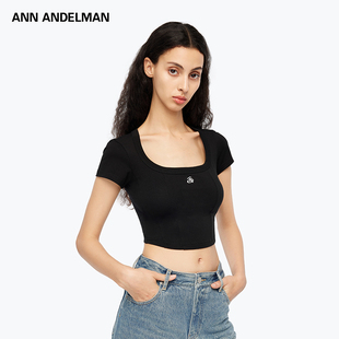 明星同款 破骨方领LOGO短袖 ANN 2025新款 T恤 ANDELMAN官方直营