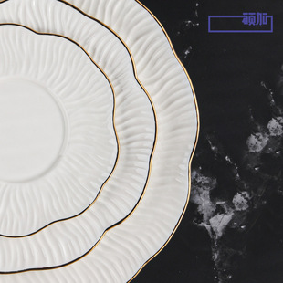 顺祥陶瓷饭碗戈蕊金家用高端餐具高级感轻奢乔迁新居纯色法式碗盘