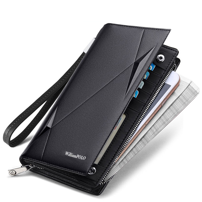 英皇保罗男士真皮长款手机卡包