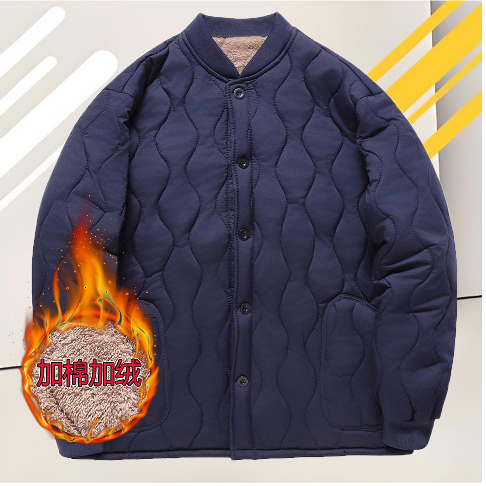 加棉加绒爸爸棉袄加厚羊羔绒棉衣