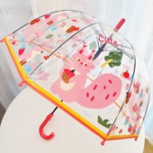 松鼠幼儿园小学生儿童雨伞可爱加厚手开长柄伞宝宝透明雨伞男女