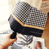 复古千鸟格自动伞折叠雨伞女晴雨两用太阳伞男士 三折黑胶全自动伞