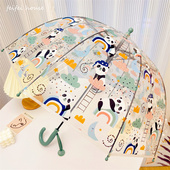 网红卡通女童幼儿园小学生儿童伞可爱加厚手开长柄伞宝宝透明雨伞