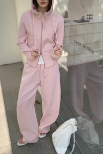 时髦连帽卫衣显瘦阔腿裤 女2026春韩版 两件套 休闲运动套装 楠涵正品