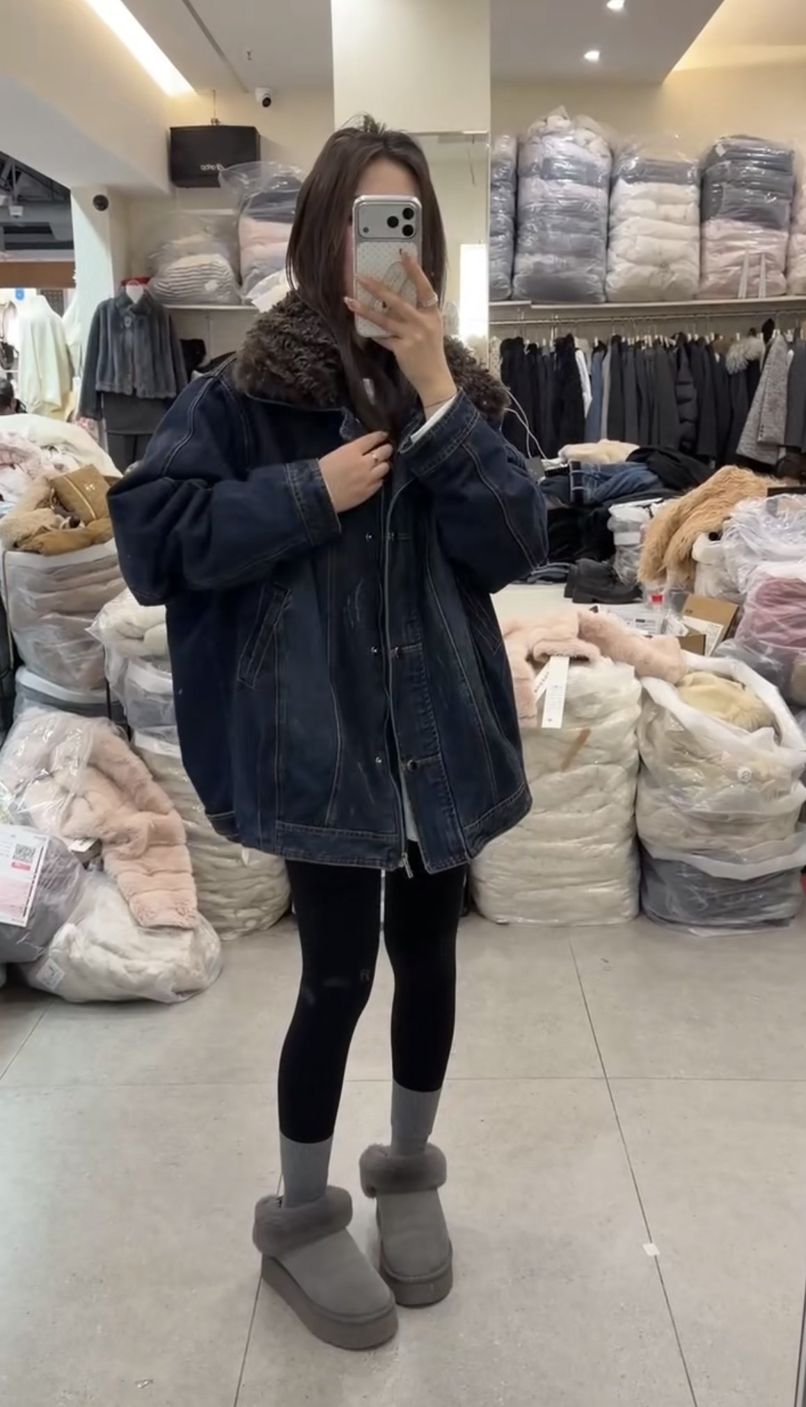 羊卷毛翻领牛仔羽绒服女欧洲站2025冬装新款欧货加厚中长款外套潮,女装/女士精品,羽绒服,淘宝优惠券,粉丝福利购,淘宝优惠卷