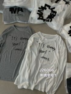 T恤宽松百搭慵懒防晒衫 Big 圆领刺绣字母长袖 欧货正品 内搭 family