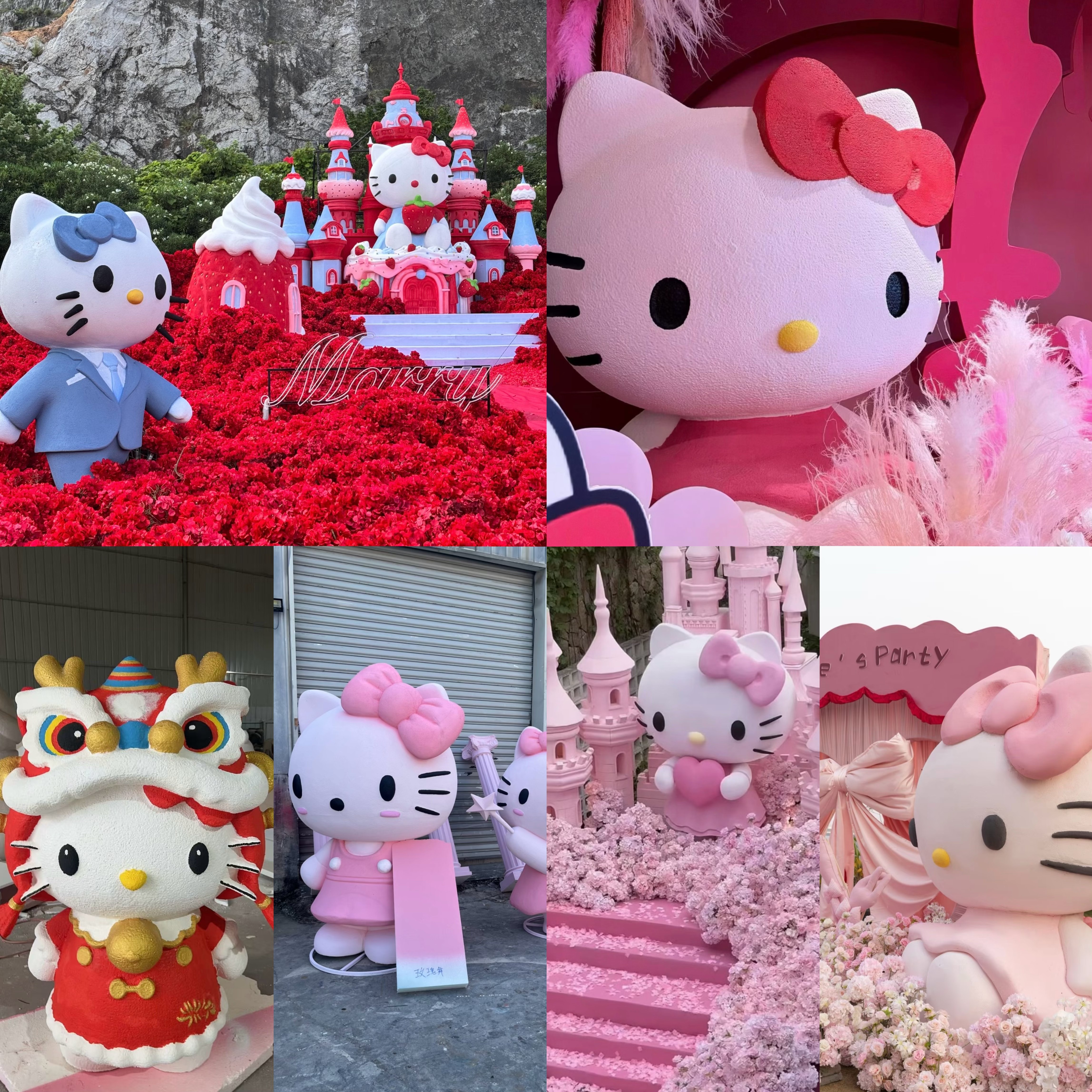 泡沫雕塑婚庆定制hellokitty凯蒂猫卡通KT猫装饰美陈道具商业摆件