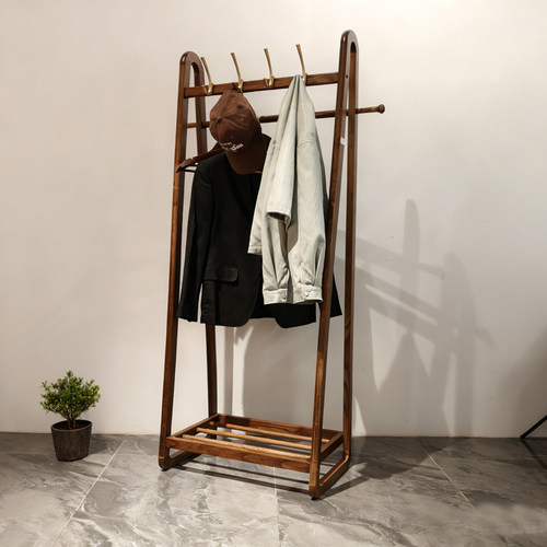 实木衣帽架落地挂衣架家用卧室客厅房间新中式收纳现代挂衣服架子