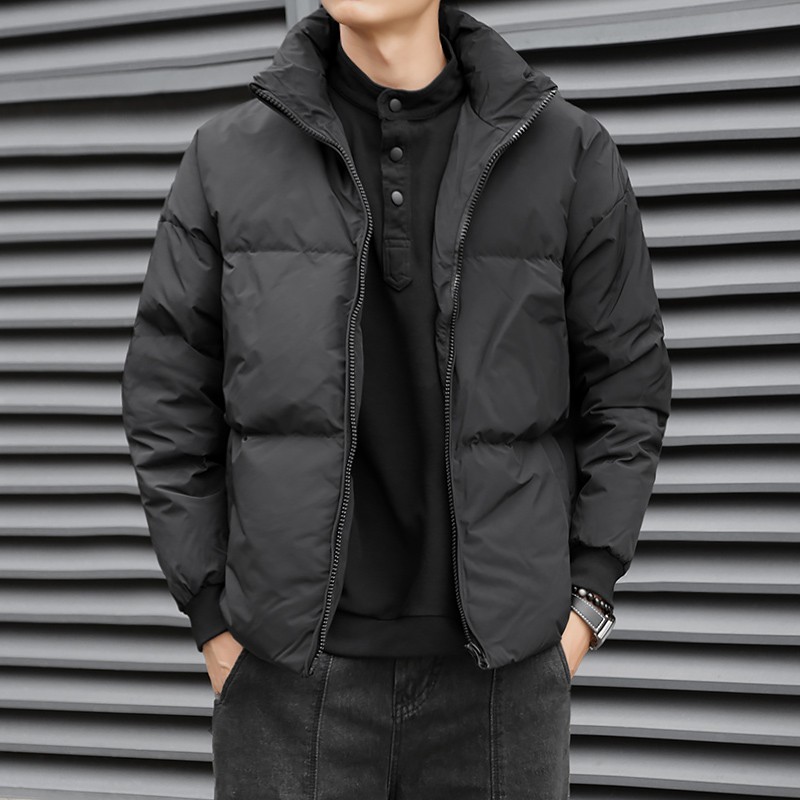 潮牌立领轻薄羽绒服男轻熟风加厚宽松保暖外套冬季休闲白鸭绒上衣