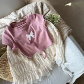 T恤女孩休闲薄款 2026夏季 中大童设计短袖 t恤露背小众百搭女童上衣