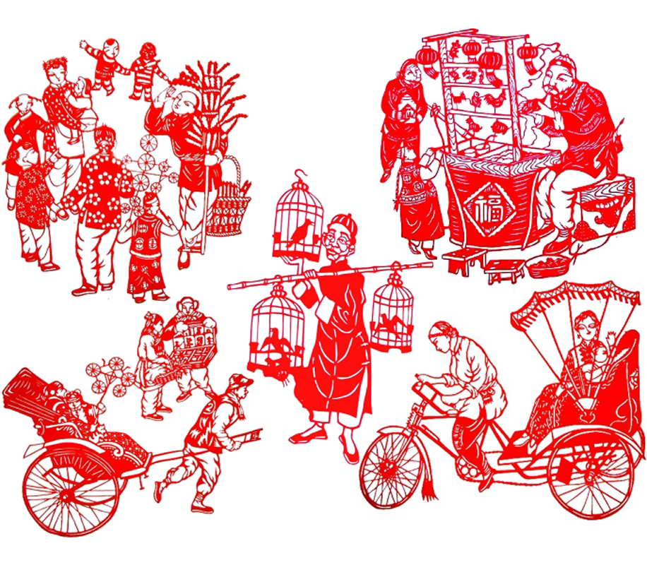 镂空不干胶老北京剪纸墙贴玻璃贴纸东北满族老北京贴纸饭店剪纸