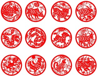 镂空不干胶十二生肖剪纸窗花学校幼儿园玻璃贴纸虎兔龙鸡马牛狗羊