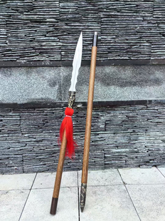 龙泉花纹钢赵云枪一体锻打红缨武术长枪头长矛霸王枪冷兵器未开刃