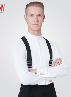 NY纳艺舞服比赛衬衣拉链立领摩登舞上衣男拉丁舞练功舞蹈服180002