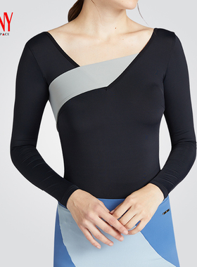 NY纳艺女士黑灰拼接连体上衣国标舞摩登舞拉丁舞连体舞蹈服22235S