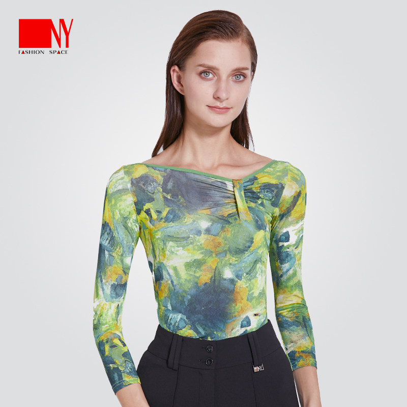 纳艺国标舞上衣女新款 专业摩登舞弹力衫练功服 广场舞拉丁舞服