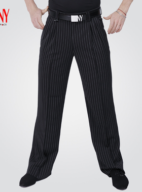 NY纳艺舞服男士黑白条纹拉丁舞裤长裤国标舞交谊舞练功裤16555NK