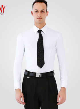 NY纳艺舞服男士摩登舞上衣男长袖衬衣练功服成人拉丁舞服16610S-A