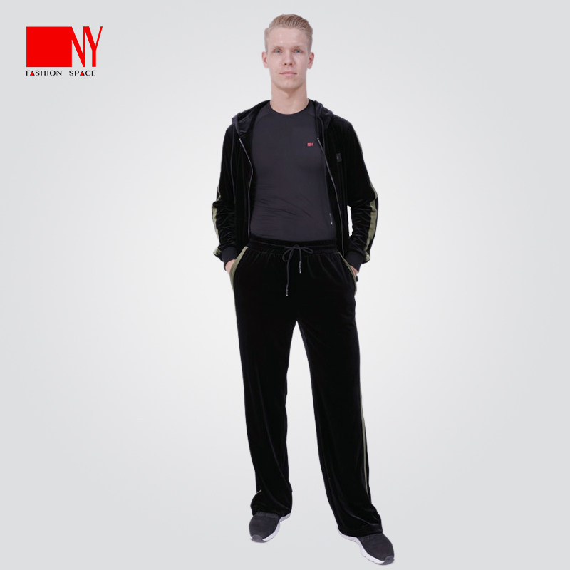NY纳艺舞蹈服训练服男丝绒上衣舞裤运动套装摩登拉丁舞服16188YD