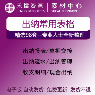 出纳会计记账excel管理系统收支登记日月年报现金流水帐常用表格