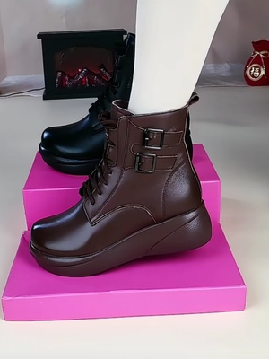新款真皮厚底羊毛马丁靴短靴