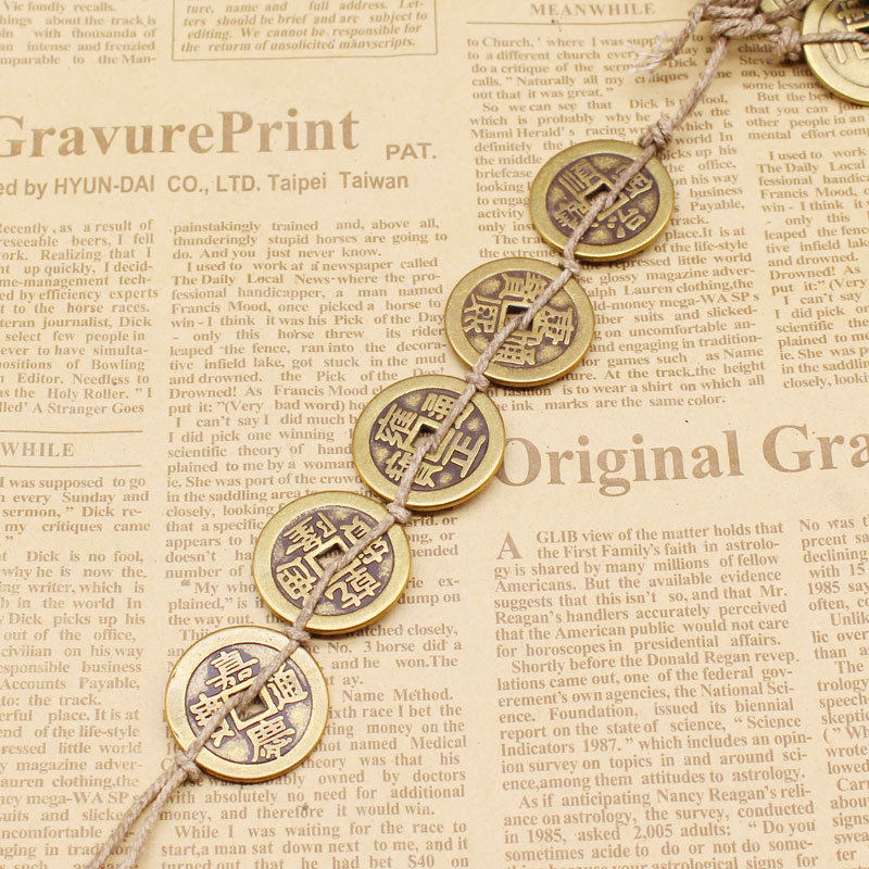 真铜五帝钱加厚麻绳五帝挂件车挂装饰品纯铜地摊旅游吊坠家居用品,汽车用品/电子/清洗/改装,车挂,淘宝优惠券,粉丝福利购,淘宝优惠卷