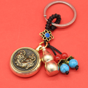 真铜葫芦钥匙扣黄铜开口转转出入平安挂件貔貅时来运转饰品手工