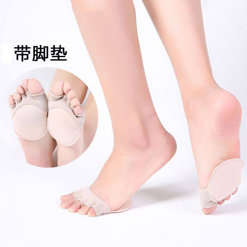 coco隐形袜夏季女防滑吸汗半掌五指袜纯棉肉色船袜防磨不掉跟