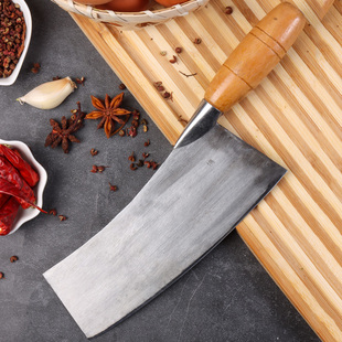 纯手工锻打老式铁刀家用中式切片刀天台街头菜刀超薄高速钢夹钢刀