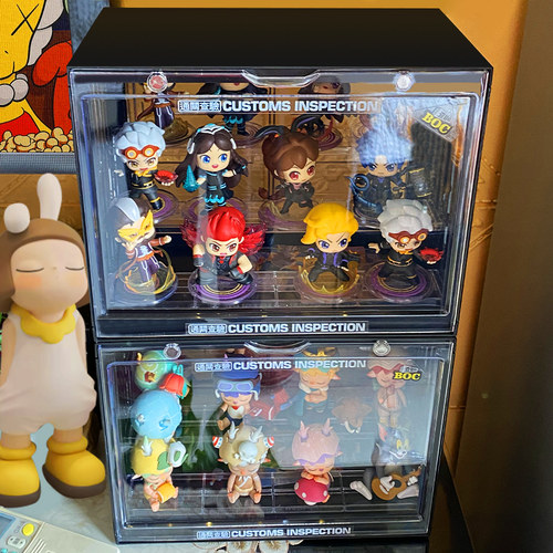 手办展示柜盲盒展示架收纳泡泡玛特展示盒立牌阶梯式大容量集装箱