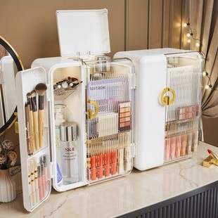化妆品收纳盒桌面高级感透明带盖护肤品梳妆台置物架整理盒抽屉式