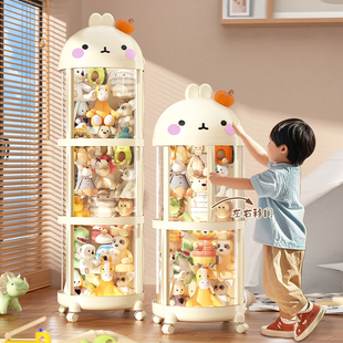 娃娃收纳桶高颜值透明大容量小玩偶收纳神器公仔毛绒玩具加高圆筒