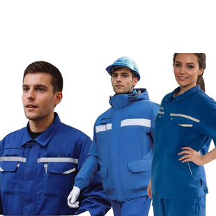 港口蓝色长袖工作服套装黄金海岸物流机械男女技术岗夏季短袖工装