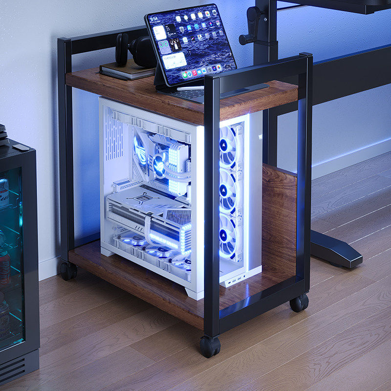 台式电脑主机托架机箱置物架移动电竞房装饰桌边推车收纳架放置柜