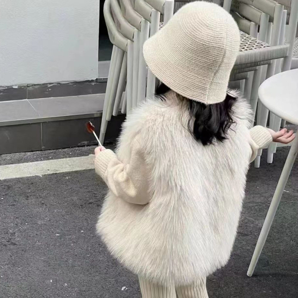 儿童皮草马甲2025秋冬新款韩版男女宝宝洋气百搭仿狐狸毛背心