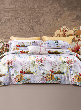 富安娜家纺140S双股皮马棉四件套全棉纯棉床单被套套件床上用品