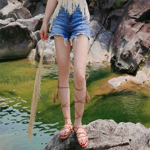 网红凉鞋罗马女夏绑带ins潮海边