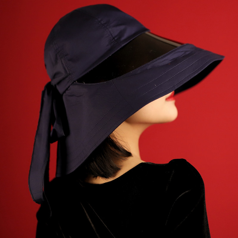 可视镜片 骑车护颈抗风帽子 女春夏天防晒遮阳帽防UV紫外线太阳帽