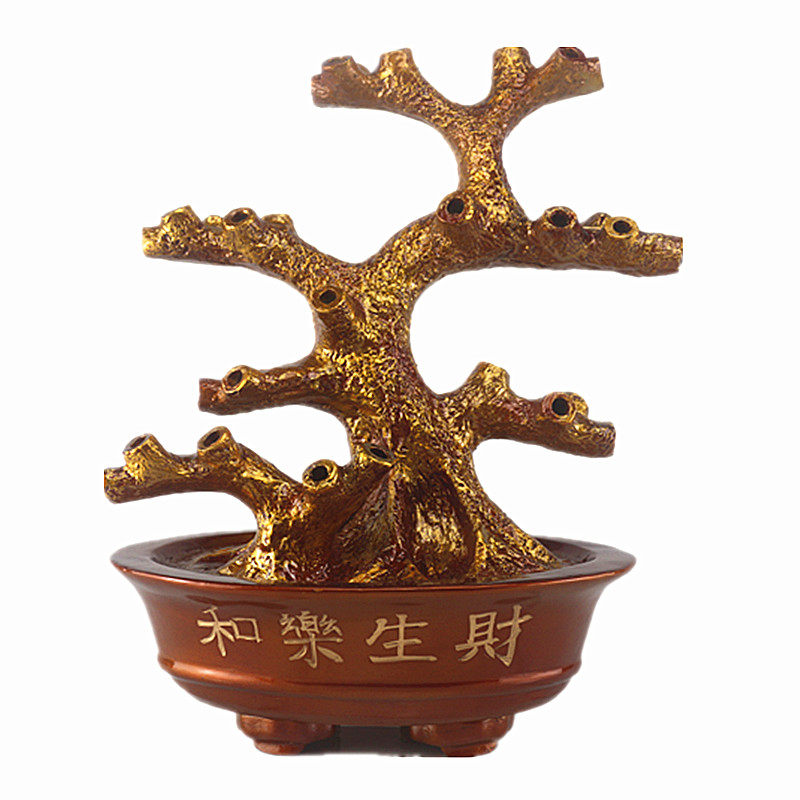 水晶招财树DIY手工串珠树脂工艺品金盆和乐生财底座花盆摆件