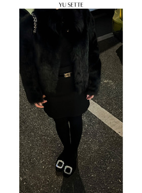 遇儿推荐【羊毛高智双面尼裙～】黑色半身裙20250209