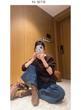 遇儿推荐【坑条花瓣羊绒羊毛毛衫】花瓣绑带毛衣20250221