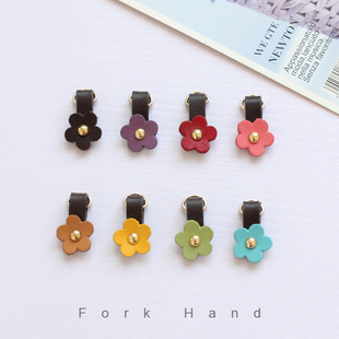 小花手工真皮手缝拉链头服装 箱包配件钱包背包拉链扣吊坠拉片多色