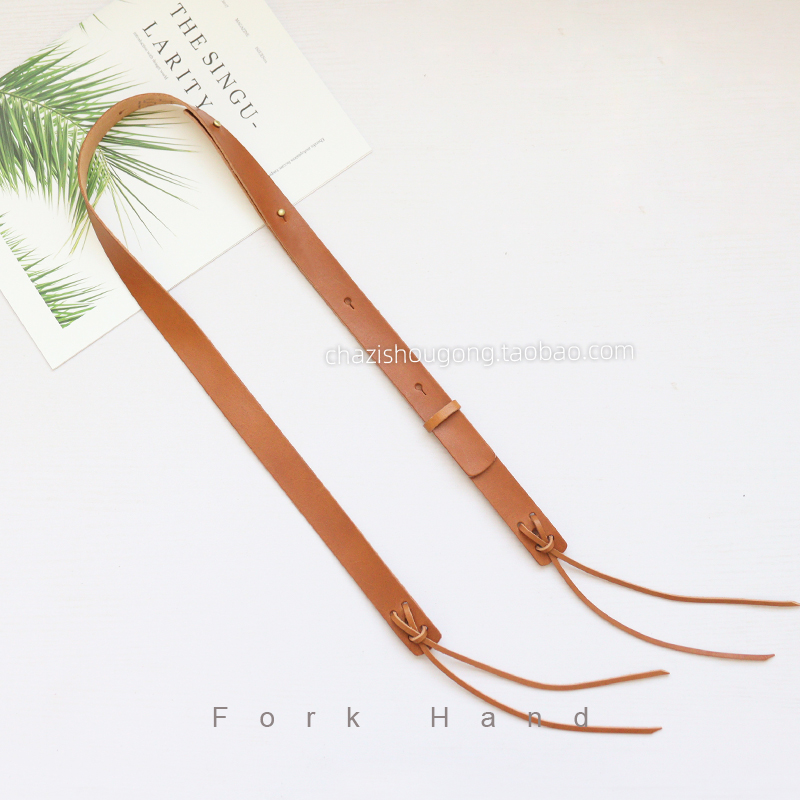 叉子手工早苗款头层斜背包带