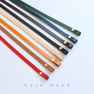 叉子手工钩针包拼布包单肩包带螺丝款 斜背带头层牛皮包配件可拆解