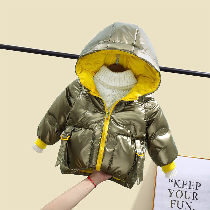 童装男童儿童派克羽绒服2025新款洋气免洗加厚亮面女童宝宝秋冬装