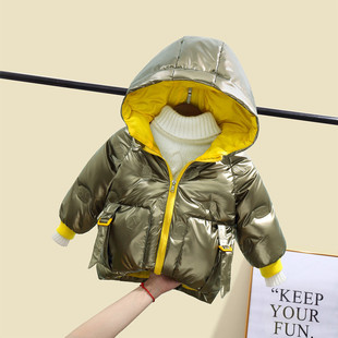 童装男童儿童派克羽绒服2025新款洋气免洗加厚亮面女童宝宝秋冬装