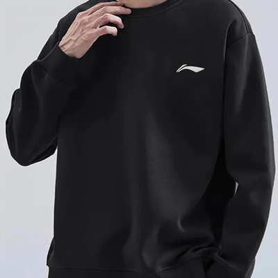 李宁圆领卫衣男加绒青少年套头衫