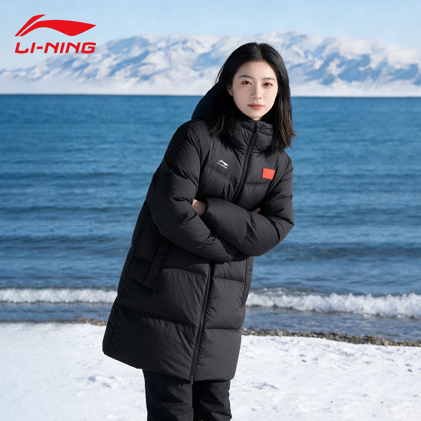 李宁羽绒服女冬季2026新款鸭绒保暖新国标旗子款羽绒外套网店正品
